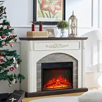 44Inch Electric Fireplace with Mantel, Fireplace Mantel with Stacked Stone Surround 1