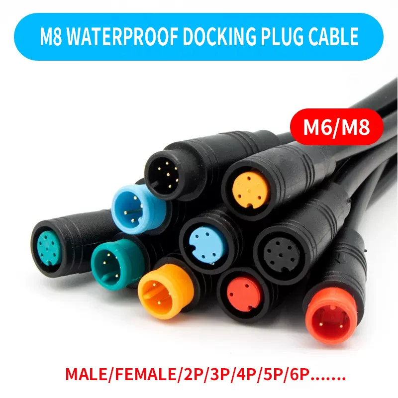 

5/10/100 Set M6 M8 2 3 4 5 6 Pin Julet Electric Butt Plug Connector Wiring Line Scooter Brake Cable Pluger Signal Sensor 20CM