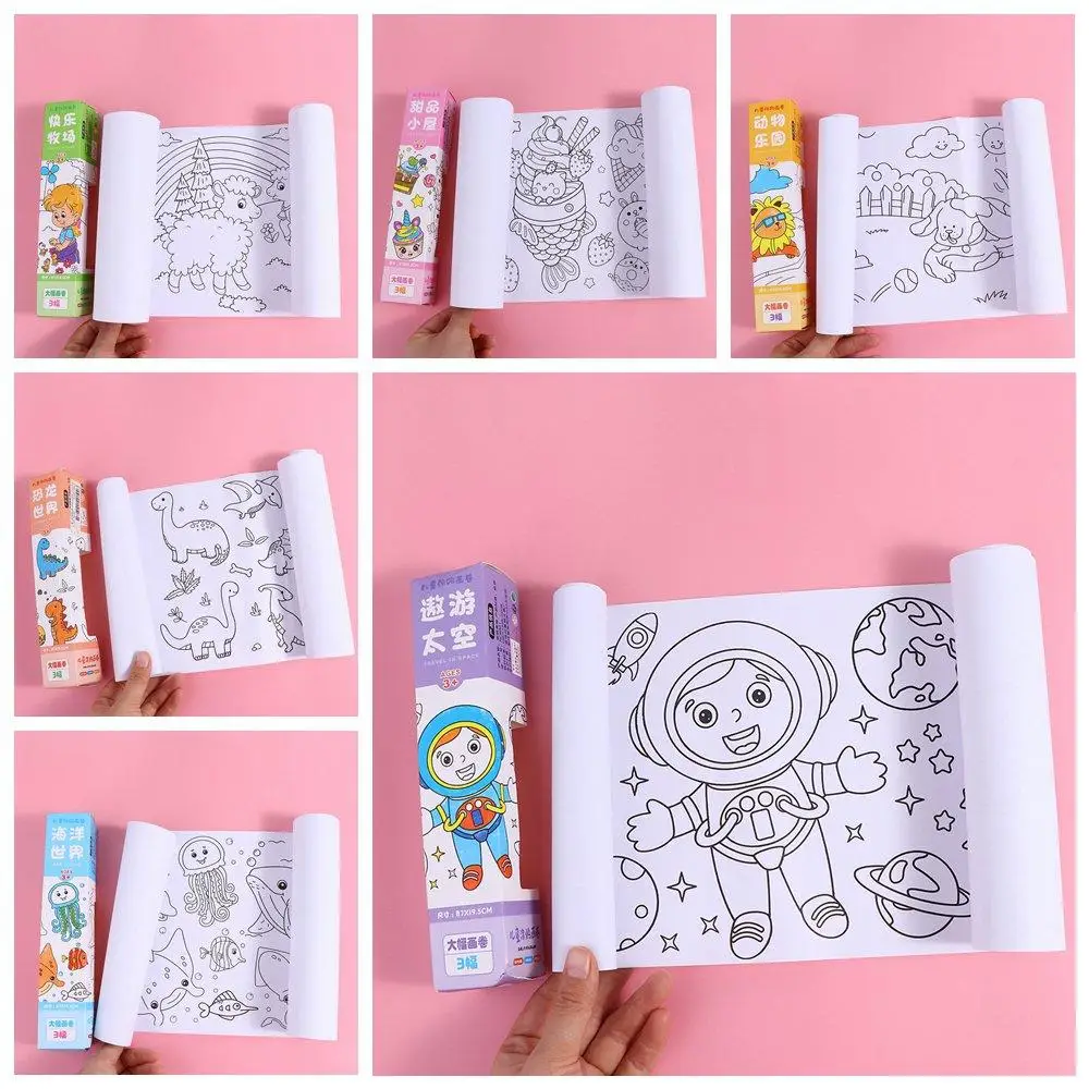 Montessori Dinosaur Drawing Roll of Paper Animal Space Graffiti Scroll Art Dessert Children Coloring Paper Kids/Children/Toddler
