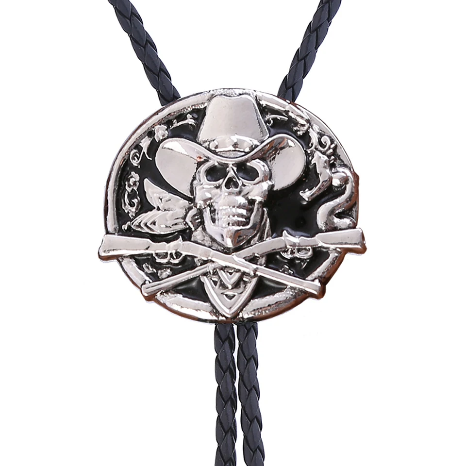 Cravatta Bolo Da Uomo - Cappello Da Cowboy Occidentale Con Doppia Pistola Da Equitazione Cravatta Gioielli, Ciondolo Moda Corda In Pelle Accessori Per Costumi Maschili E Femminili Regali,Bronzo,Tagl