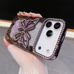 Sparkly 3D Diamond Butterfly Glitter Gradient Shockproof Case with Plating Finish - iPhone 15 Plus (Purple)