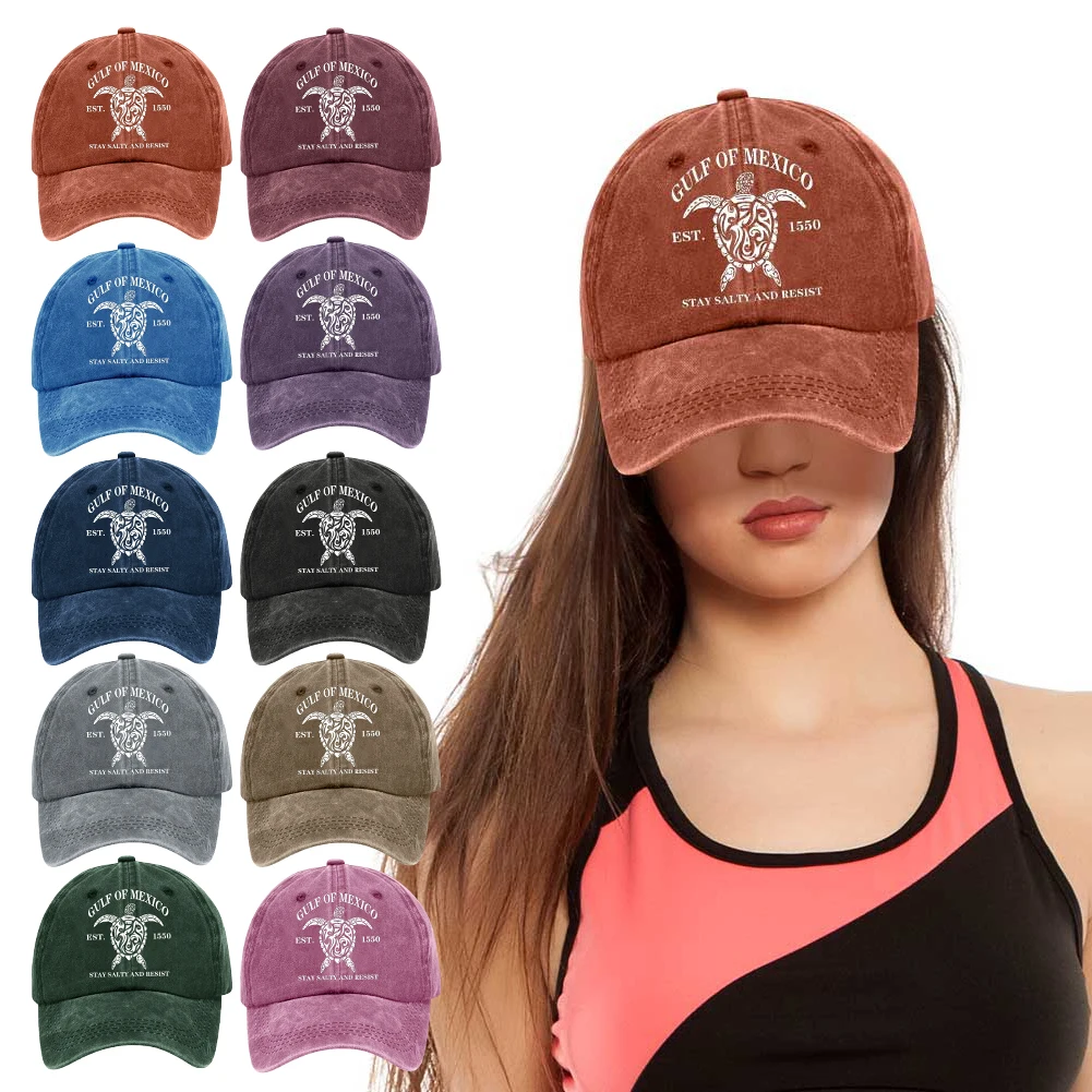 Turtle Baseball Hat Breathable Washed Cotton Trucker Hat Comfortable Unisex Golf Gulf of Mexico for Men Women