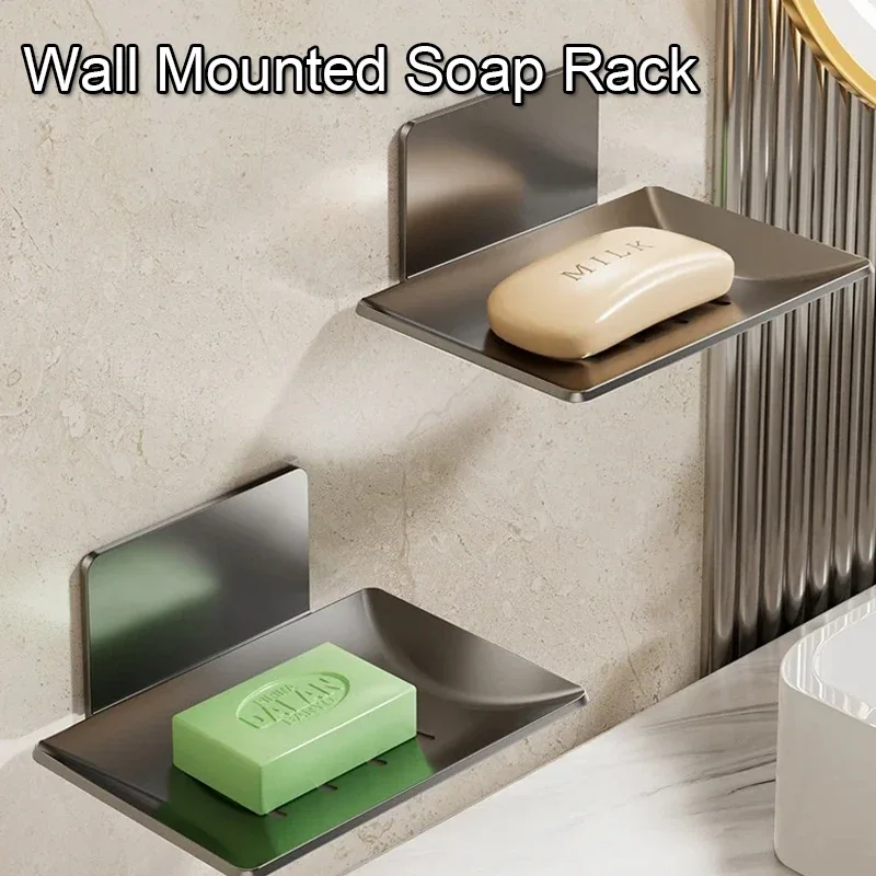 1PCS Bathroom Soap Box  No Punching Required Durable and Waterproof Wall-mounted Soap Rack Non-drilling Storage Rack