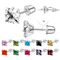 Boucles d'oreilles en acier inoxydable et titane, 4 broches carrées en Zircon, bijoux pour ongles, manchette d'oreille à la mode pour Piercing 1