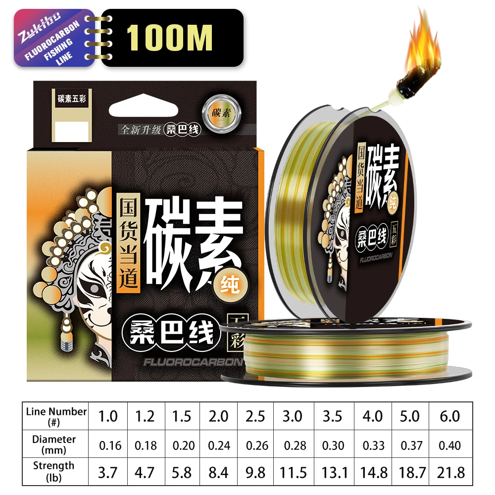 thumbnail image 1 of Línea de pesca de fluorocarbono 100 % puro ZUKIBO, material líder de primera calidad de Japón, resistente a la abrasión, líder de pesca de hundimiento rápido, 1 of 5