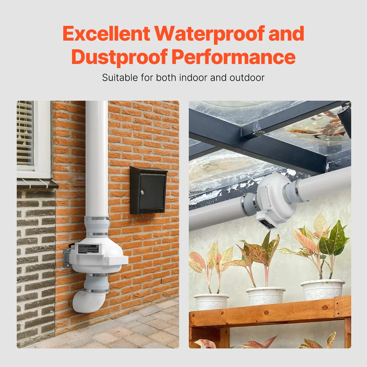 SucceBuy Radon Fan Installation Kit Quiet Radon Mitigation Fan System Kit with Indicator Waterproof Indoor/Outdoor Ventilation — view 4