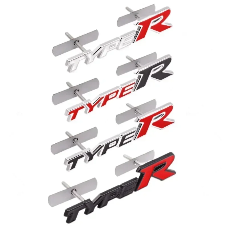 3D Metal Type R Logo Front Grill Badge Rear Trunk Emblem Sticker Decals ...