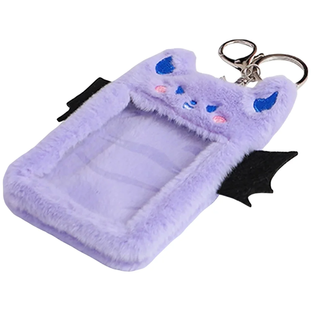 2 Pcs Card Sleeves Plush Holder Keychain Cover Postcard Protector Id Nurse color cats retractable badge reel lanyard nurse id business credit card work card badge holder student clips card cover holder