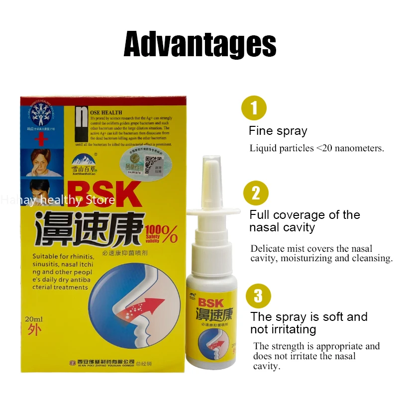 Powerful Rhinitis Nose Spray Sinusitis Nasal Congestion Itching Allergic Nasal Drops Medicine Antibacterial Antipruritic Care nose care spray,nasal spray
