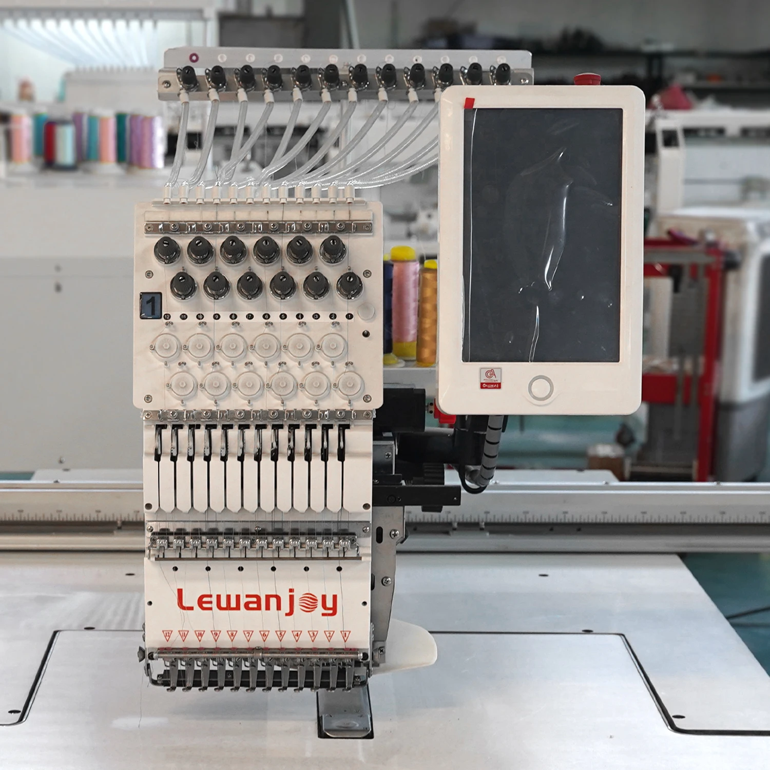 Lewanjoy Single Head One Head 12/15 needles Household Flat Hat T-shits Embroider Simple Frame Thread Embroidery Label Machine
