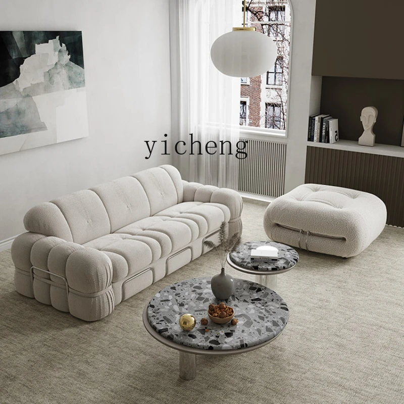 

Modern Light Luxury Coffee Table Terrazzo Size round Combination Tea Table Furniture