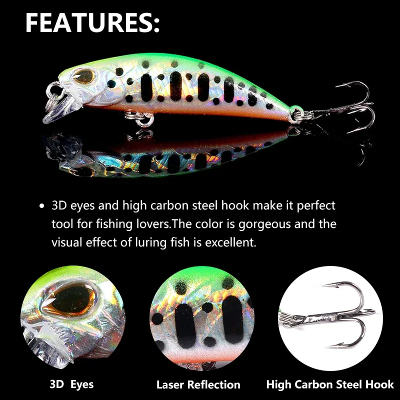 5Pcs 5.8cm 5.1g Pesca Jerkbait Lure Sinking Minnow Fishing Lures Hard Bait Black Minnow Wobbler Fishing Tackle 3