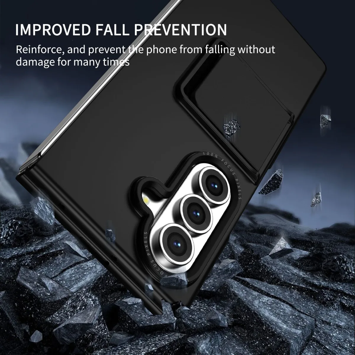 Premium Protective Case with Built-in Kickstand and Camera Guard - Black Blue