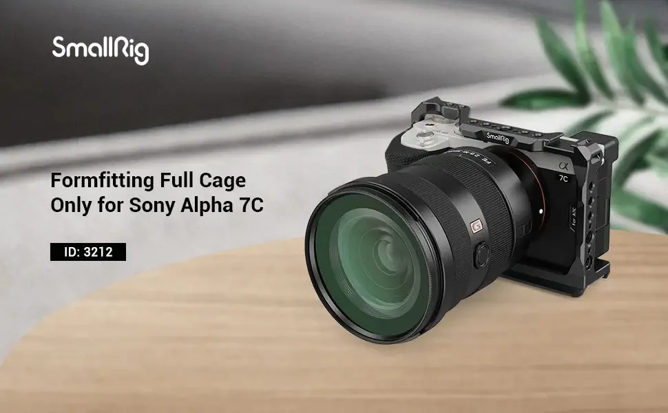 Full Cage with Silicone Side Handle for Sony A7C with Locating Holes for ARRI Qu