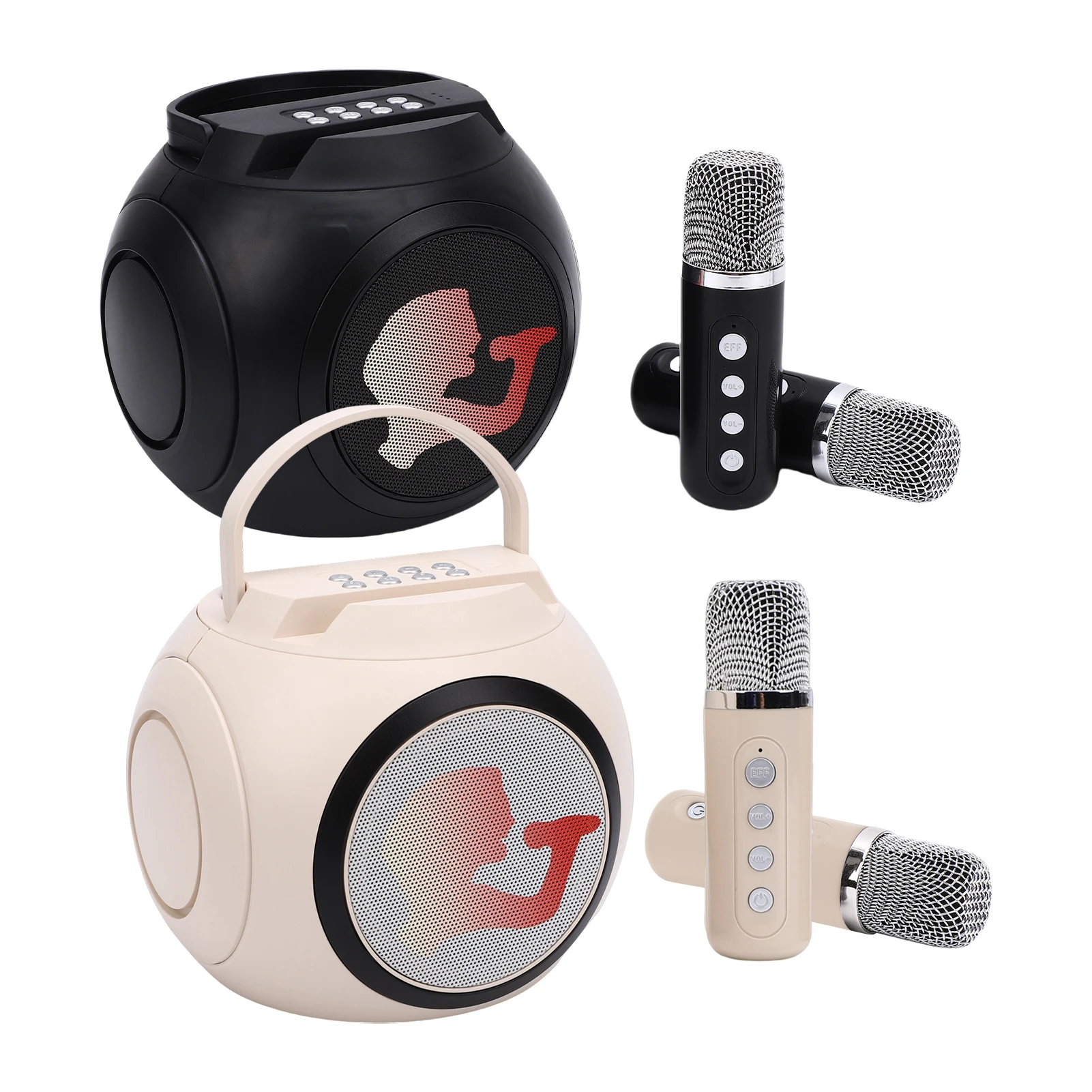 Karaoke Machine with 2 Microphones Wireless BT Microphone and Speaker KTV Set RGB Light Effects Handheld Mic Portable Karaoke