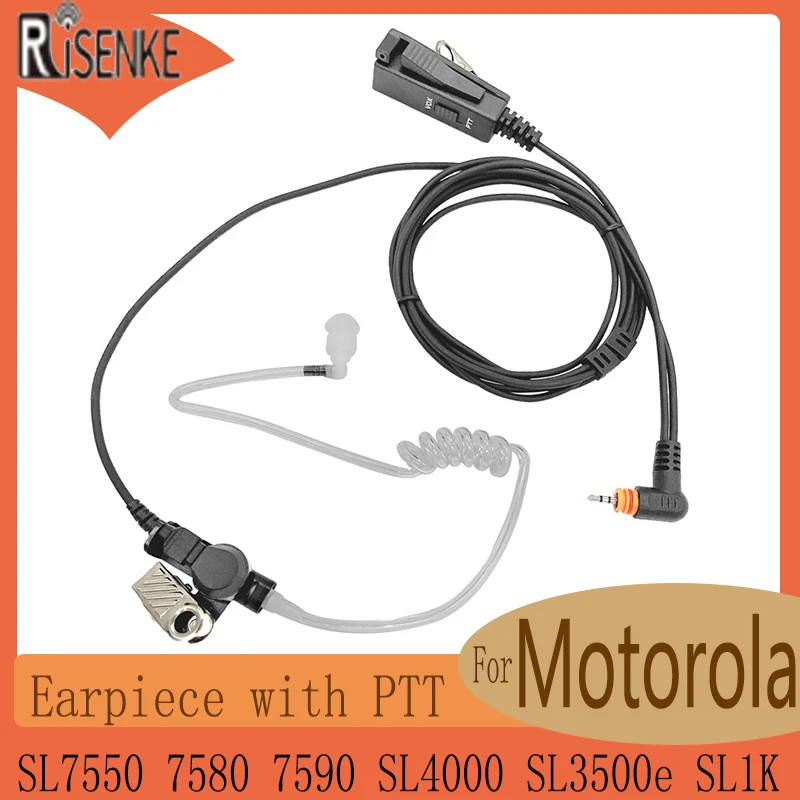 SL300 Two Way Radio Earpiece with PTT, Compatible with Motorola SL7550 7580 7590 SL4000 SL3500e SL1K Walkie Talkie Headset