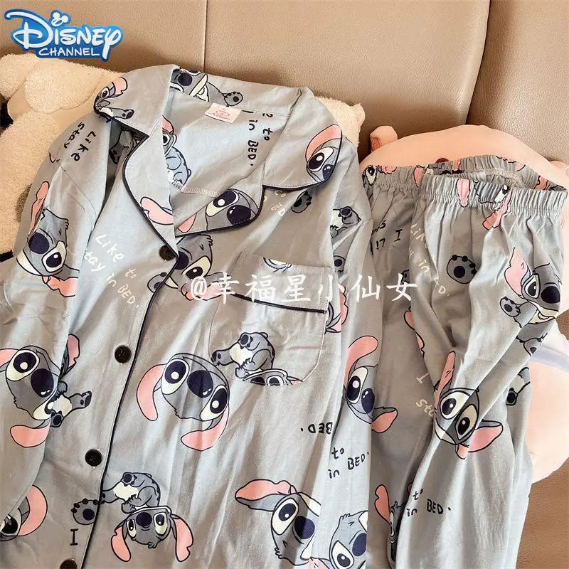 CAN o & Stitch-Ensemble de pyjama à manches longues pour enfants, chemise  de nuit à revers de dessin animé pour garçons et filles, vêtements de nuit  pour bébé - AliExpress