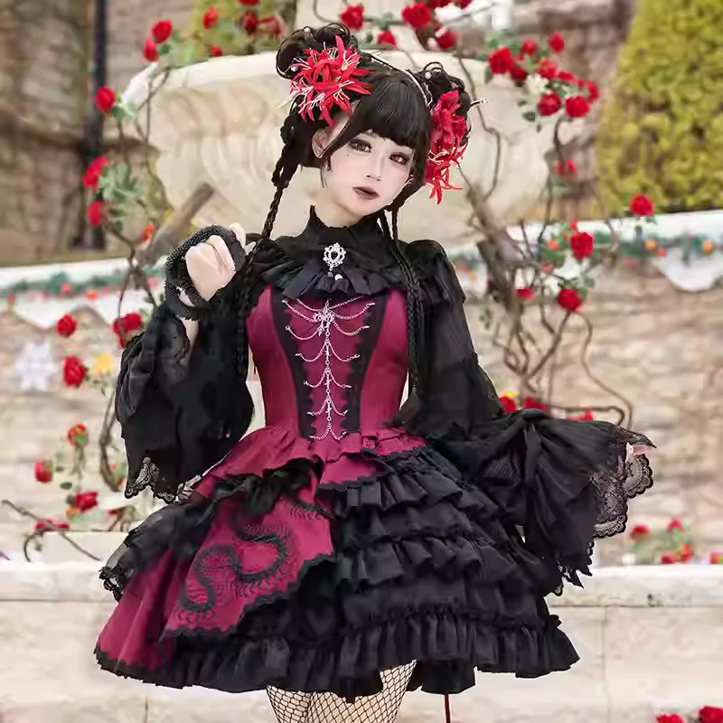 Women's Dark Gothic Lolita A-Line JSK Dress
