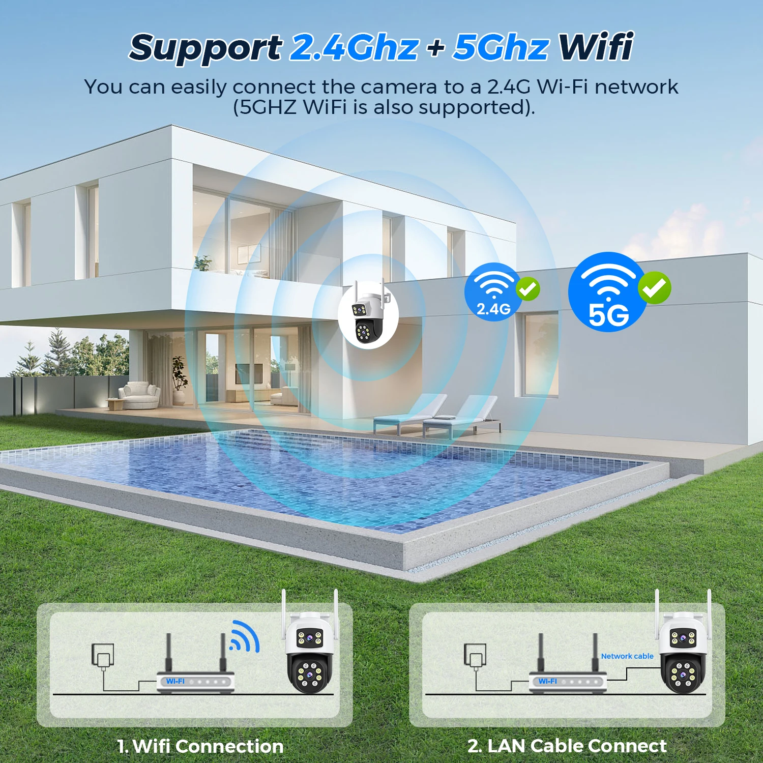 8MP PTZ 5G HZ Wifi Camera Night Vision Human Detection 10MP Outdoor CCTV Wifi Su