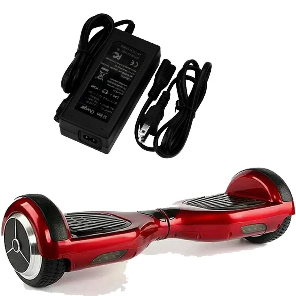 42v 2a duas rodas inteligente auto balanceamento scooter elétrico bateria carregador de energia