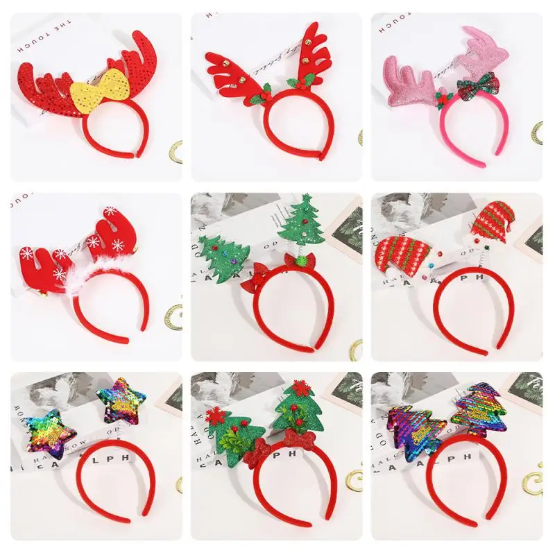 Christmas Headband Antler Xmas Tree Elk Snowman Hair Clip Xmas Dress Up Props Noel Navidad Natal Merry Christmas Headbands
