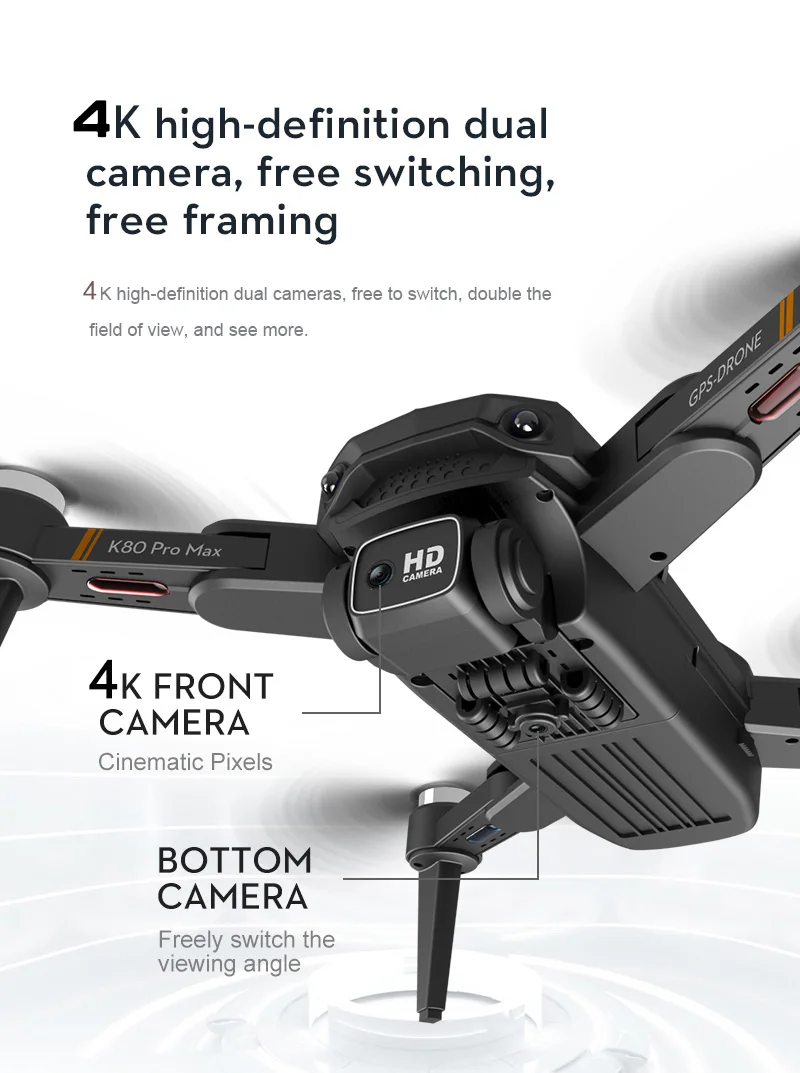 K80 PRO MAX Drone, AK high-definition dual camera, free switching, free framing 4K