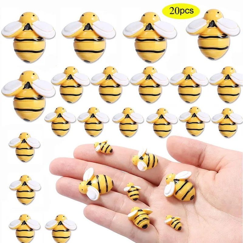 20 Pcs Tiny Resin Bees Decor Bumble Bee Embellishment Diy Craft Wreath
