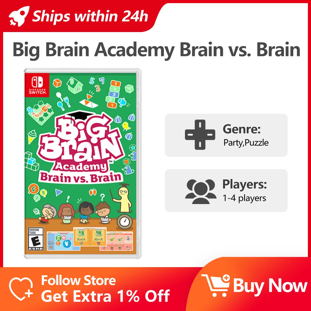 

Nintendo Switch Games Big Brain Academy Brain vs Brain Party and Puzzle Genre Support TV Tabletop and Handheld Game Mode