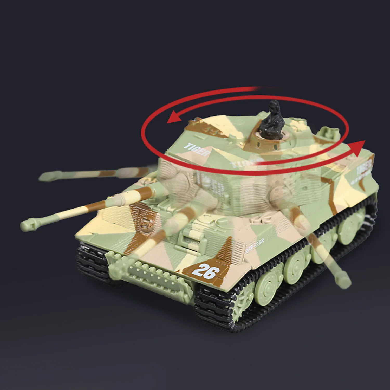 RTR 1/72 RC Tank German Tiger Battle Tank Turret 360°Rotation Mini Toy Shooting Sound Painted and Assembled Model 2