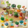 HUIQIBAO MOC Flower Succulent Potted Model Building Block DIY Eternal Bouquet Home Desk Plant Decor Brick Girl Gift Children Toy 1
