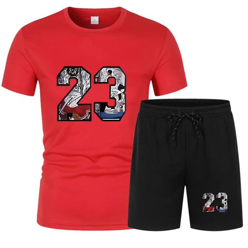 

New Clothing Summer Sports Suit For Men Comfortable Breathable Mesh Running Sets Fitness Tracksuit T-shirt+Shorts Two-Piece Set