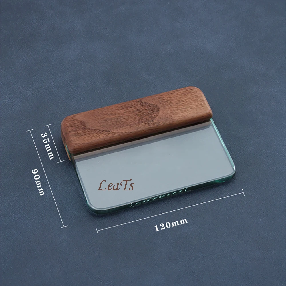 8MM Tempered Glass Hand DIY Leathercraft Tools Glue Scraping Board Walnut Glass Scraper Gluing Sheet Auxiliary Tools