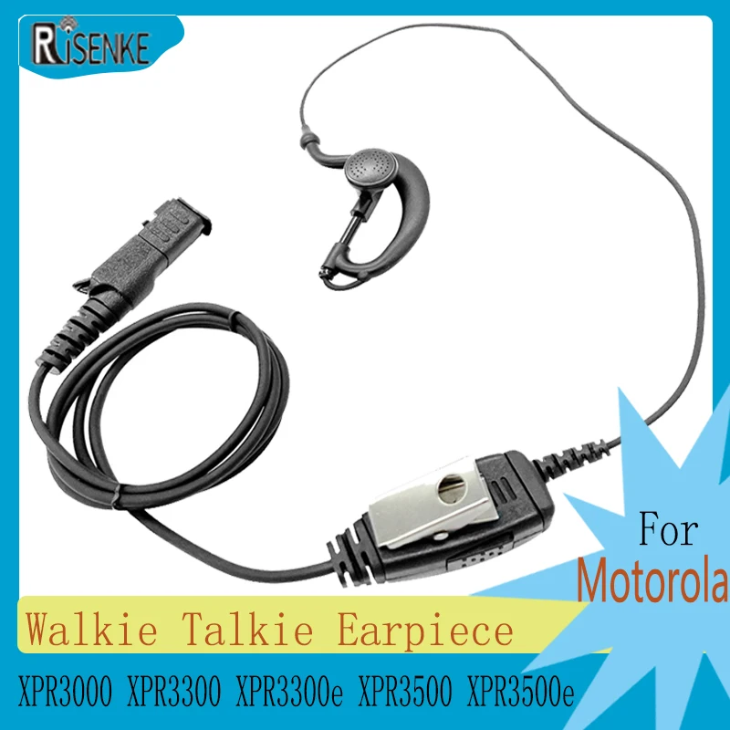 RISENKE-Walkie Talkie Earpiece for Motorola Radio,XPR3000, XPR3300, XPR3300e, XPR3500, XPR3500e Headset, Acoustic Tube Headphone