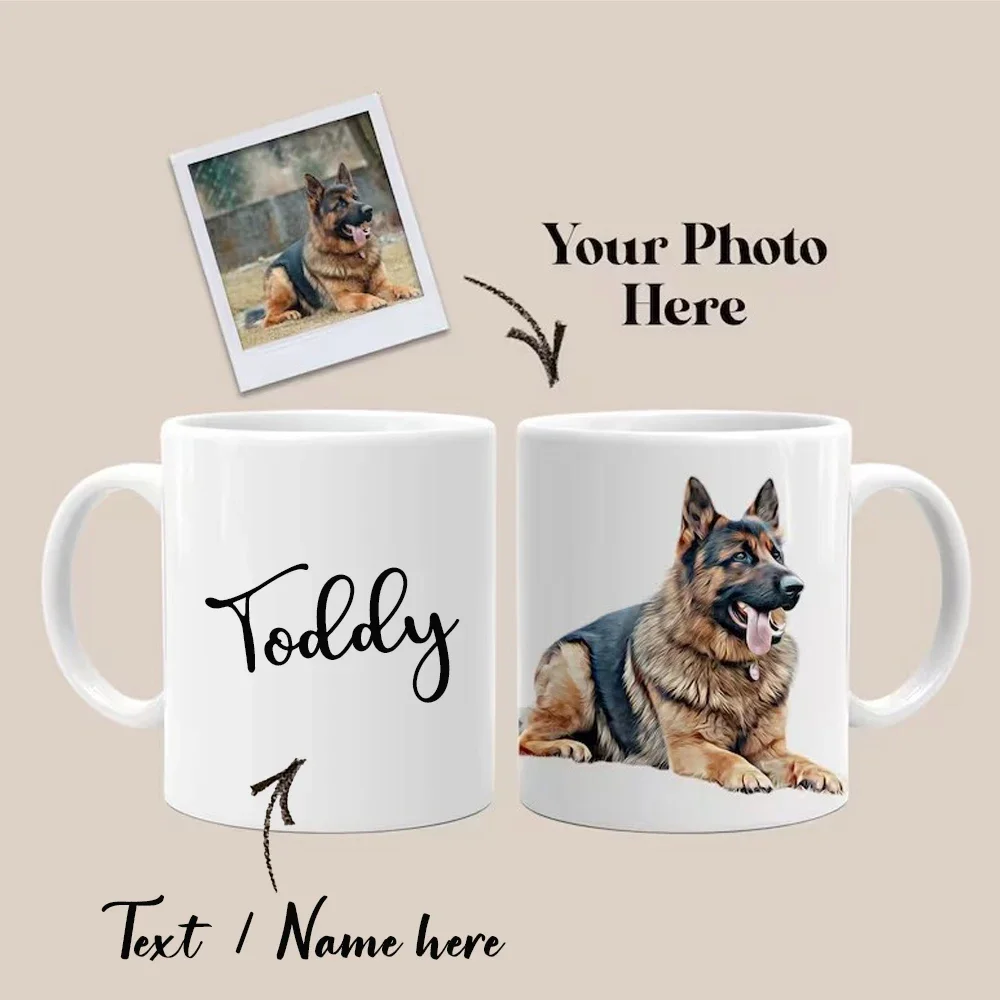 Personalised Your Photo Name Coffee Tea Cup Custom Dog Cat Family Lovers Text