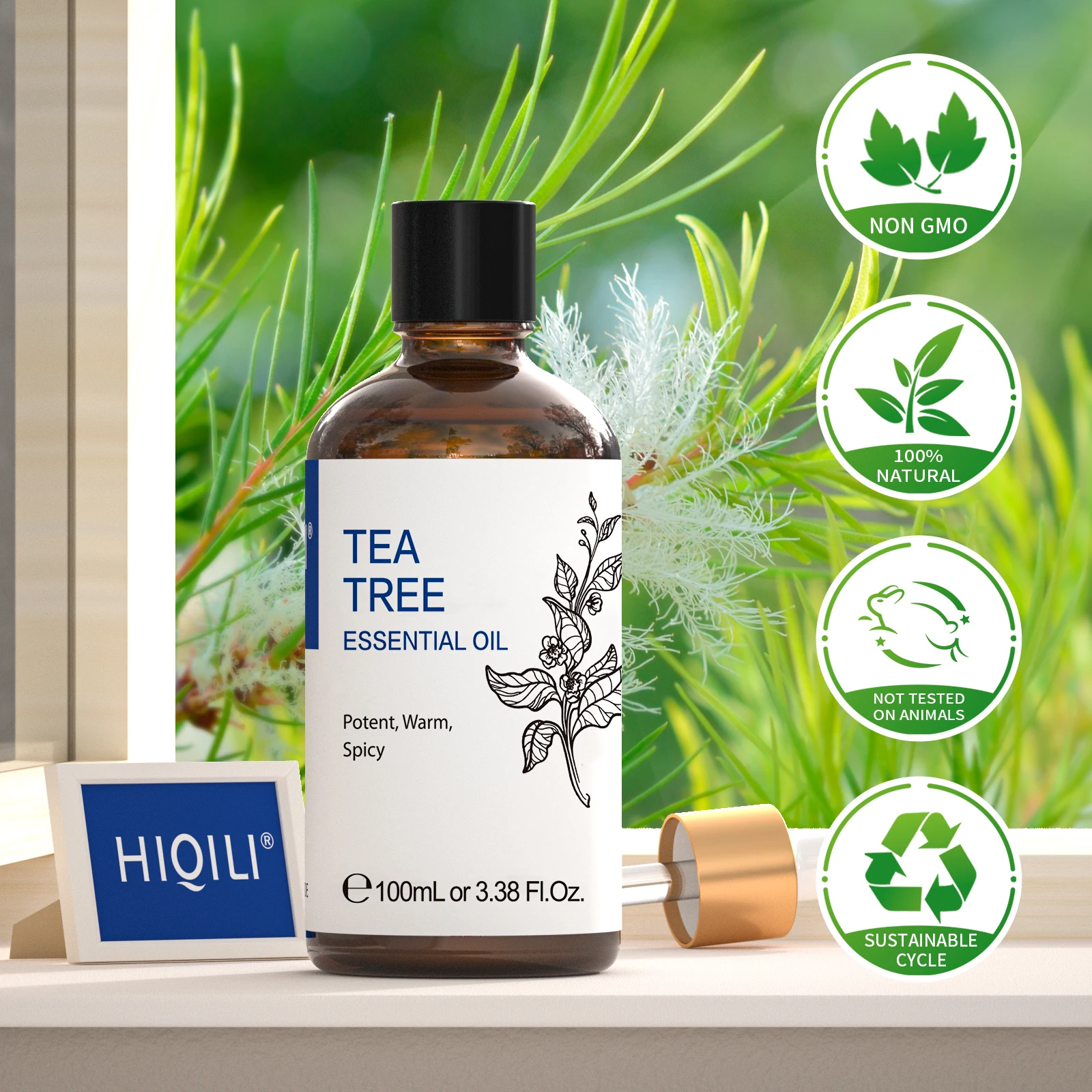 HIQILI 100ML Tea Tree oli essenziali per diffusore umidificatore  aromaterapia massaggio olio aromatico per candele che fanno sapone cura dei  capelli