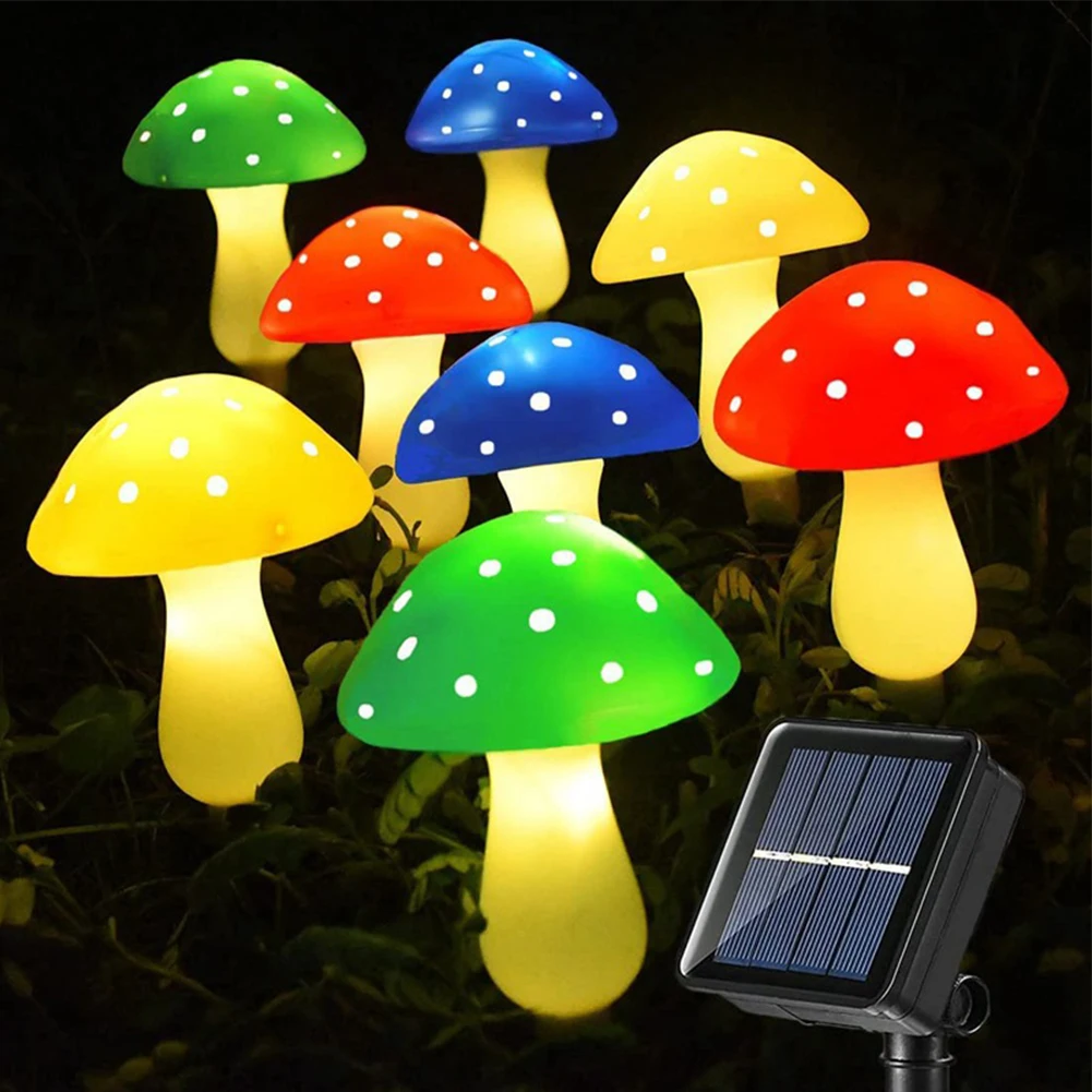 LED Solar Mushroom Light Outdoor Waterproof Fairy Light Solar String Pathway Lawn Lamp Easter Halloween Xmas Garden Decor
