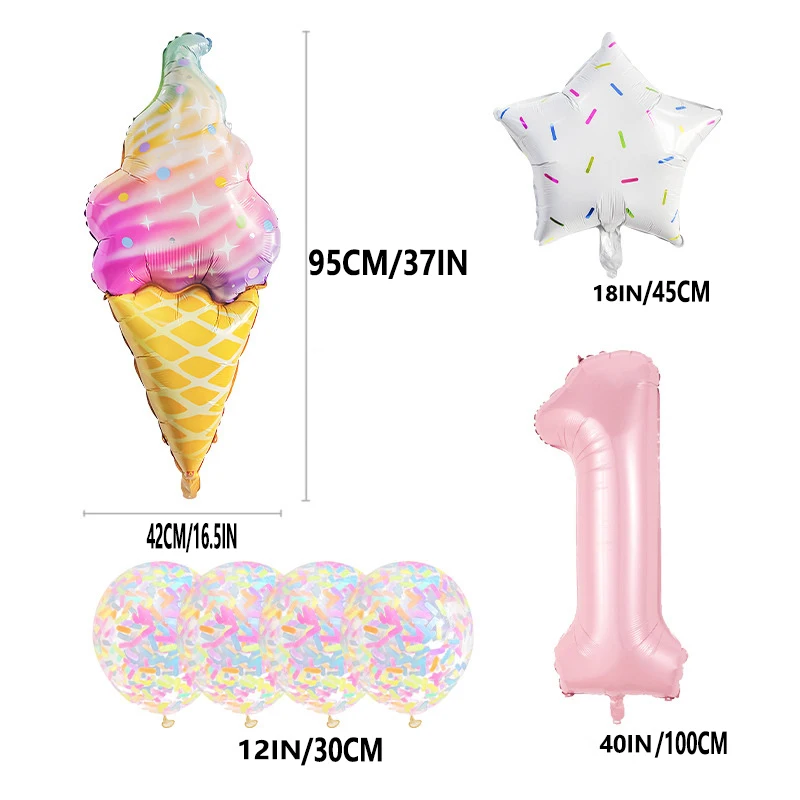 7PCS/SET 40 inch baby powder digital large ice cream aluminum film latex party decoration balloon set