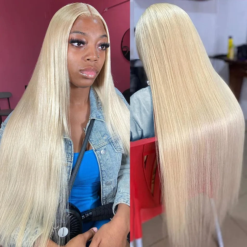 

613 Blonde Silky Straight HD Transparent Full Lace Human Hair Wigs Brazilian Remy Colored Full Hd Glueless Lace Wig Pre plucked