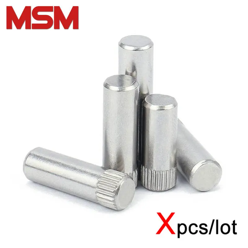 Xpcs/lot Dia.2/2.5/3/4/5/6mm Knurled Dowel Pins Cylinder Pin 304
