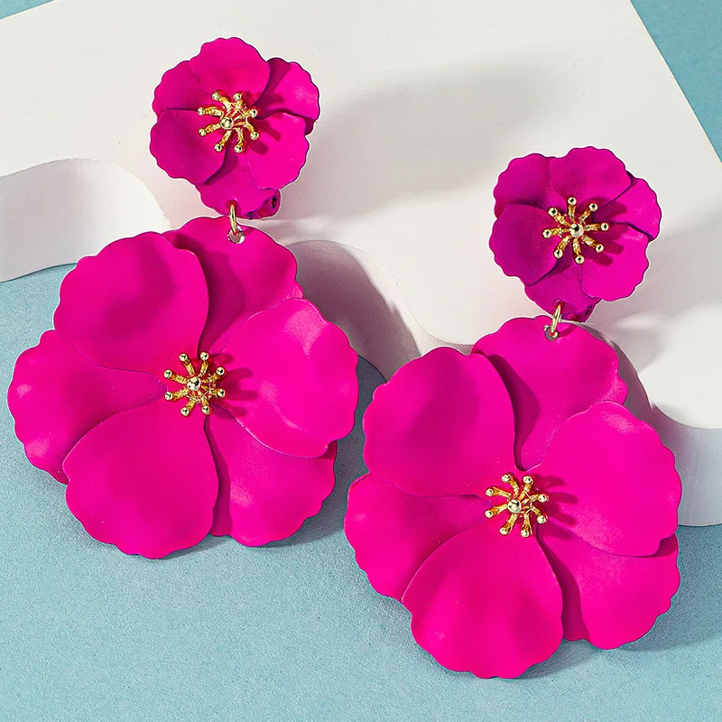 Pendientes Colgantes Florales Bohemios De Resina Y Acrílico Blanco – Grandes Pétalos Artesanales Para Mujer – Regalo Original