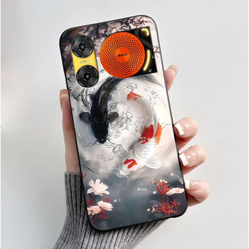 Cute Rabbit Black Silicone Phone Case, Soft TPU Cover