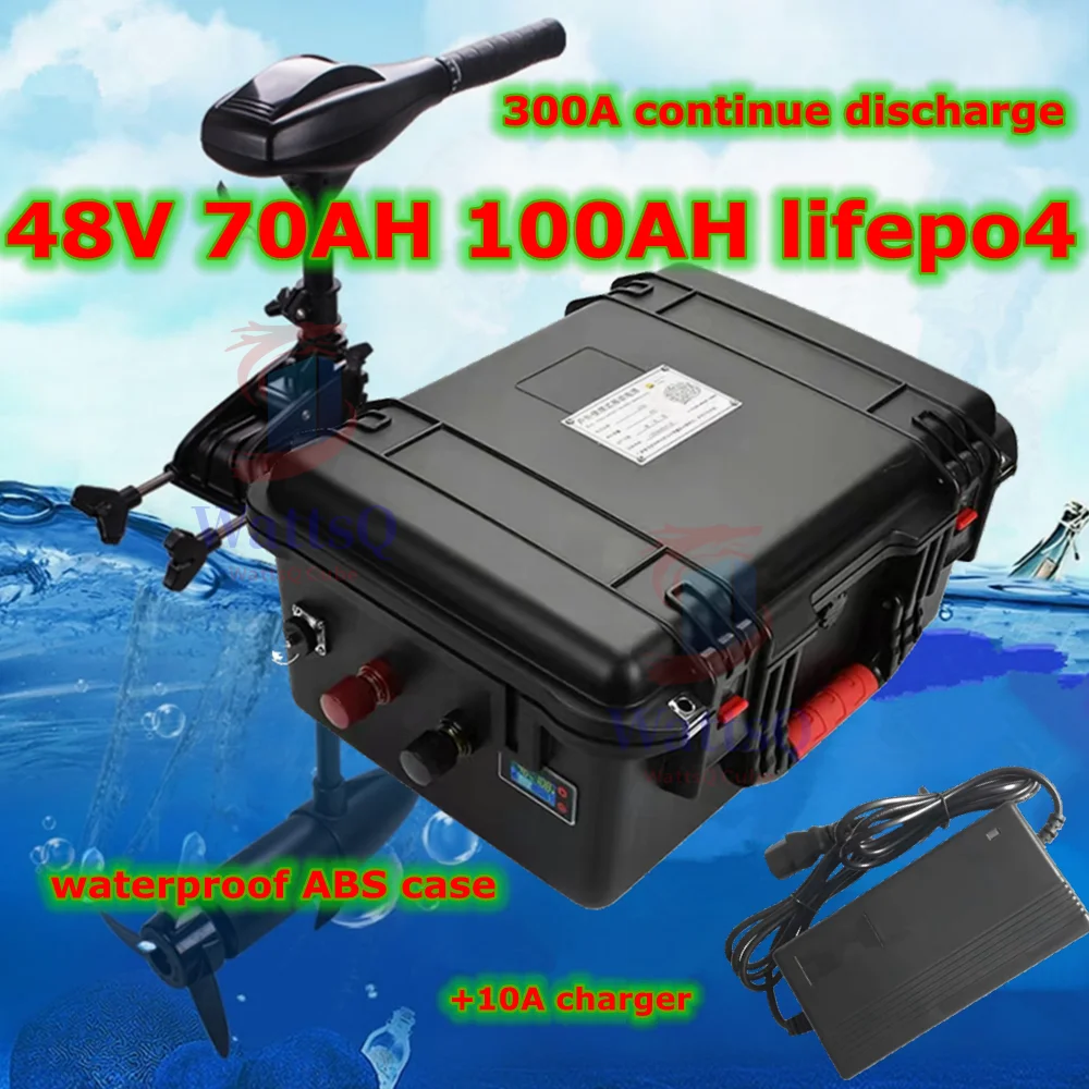 

waterproof lithium 48V 100Ah 70Ah Lifepo4 batteryfor 5000W Scooter golf carts inverter boat +10A charger