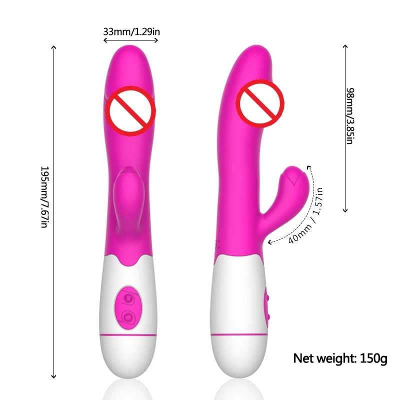 30 Speed Rechargeable Handheld Silicone Adult Female Sex Toys Clit Clitoral Clitoris G Spot Dual Motor Rabbit Vibrator for Women
