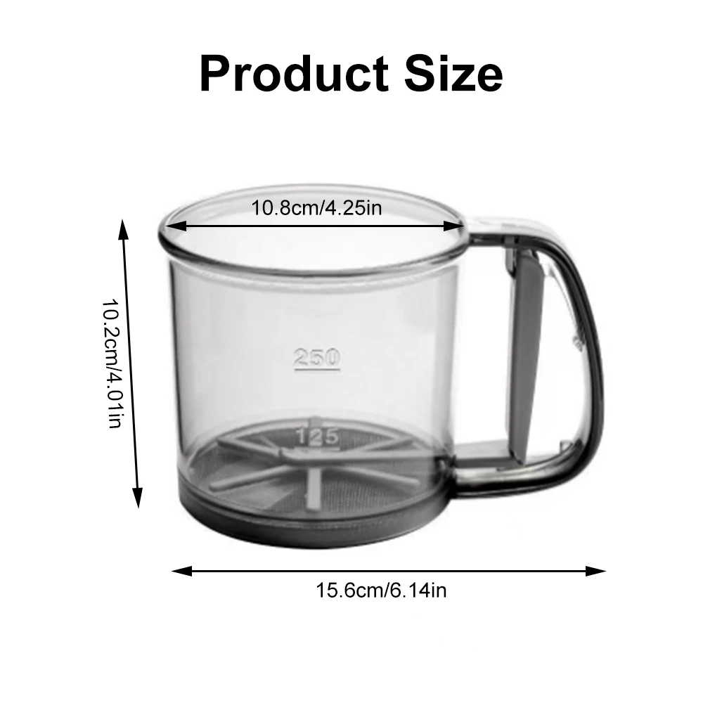 Kitchen Flour Sieve Handheld Semi-automatic Sugar Sifter Powder Shaker Handle Measuring Cup Making Tool Baking Kitchen Tools 6