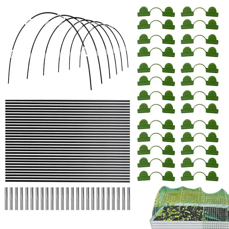 

Greenhouse Hoops Gardening Folding Fiber Rod Set With Connectors & Clamps Anti-rust Fiberglass Hoops For Raised Garden Bed Crops