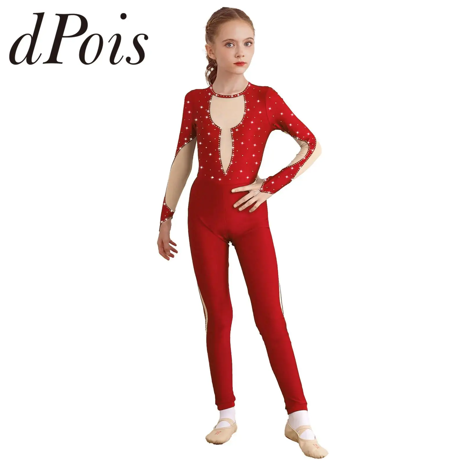 يونيتارد الجمباز اللامع للبنات ، بذلة جسم بأكمام طويلة ، ملابس رقص الباليه ، بذلة تزلج مرقعة للأطفال ، بدلة قطة مراهقات