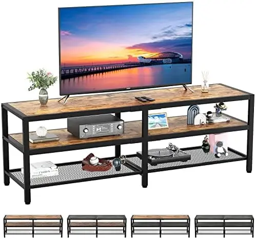 

Stand for 60 65 inch TV, Two-Color Industrial Entertainment Center TV Console, Long 55" TV Table with 3 Tiers Open Storage S Fil