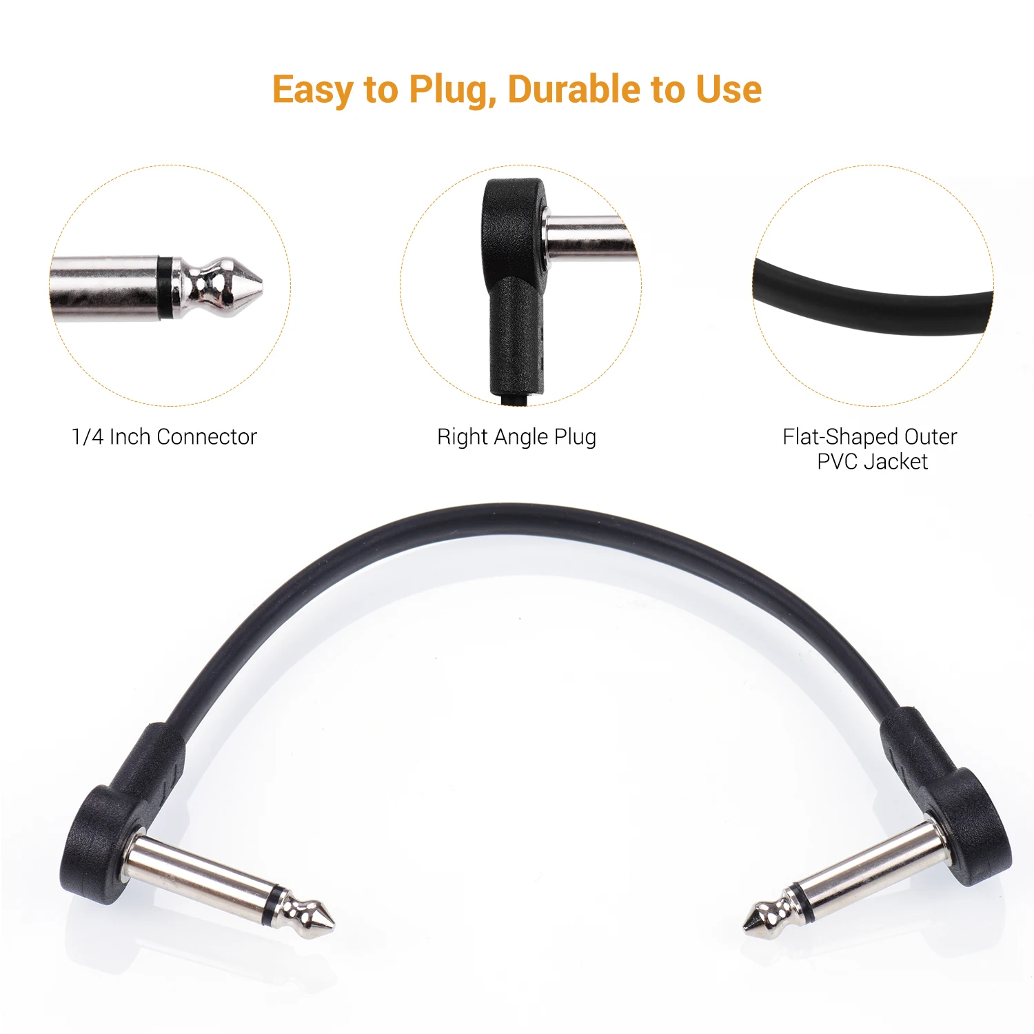Musical Instruments Accessories Guitar Parts Ggiant AC-8 Guitar Effect Pedal Flat Patch Cables 6 Inch 4 Packs