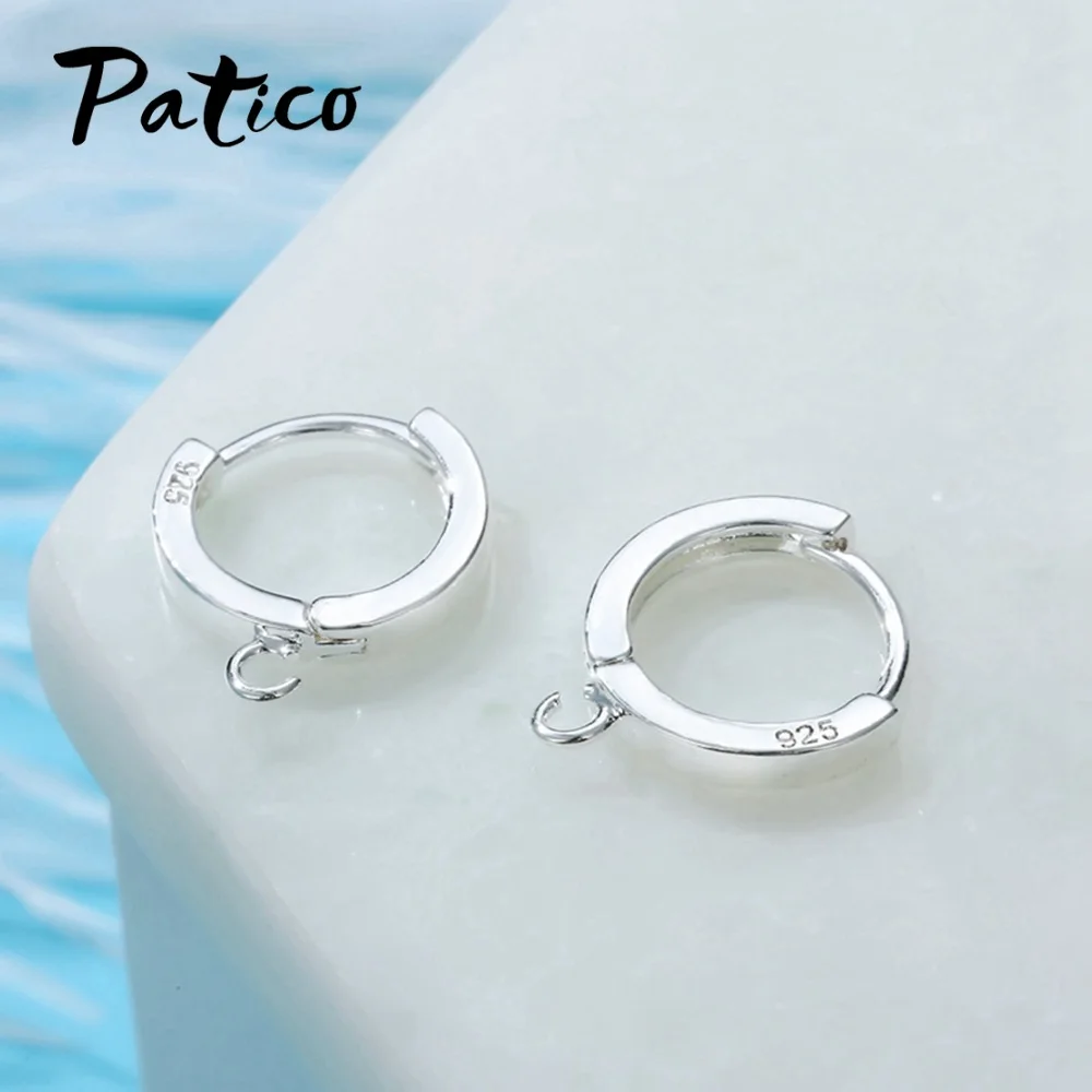 Handmade Women DIY Making Jewelry 1 Pair New Design 925 Sterling Silver Hoop Earrings Findings Accessory Mujer - 2