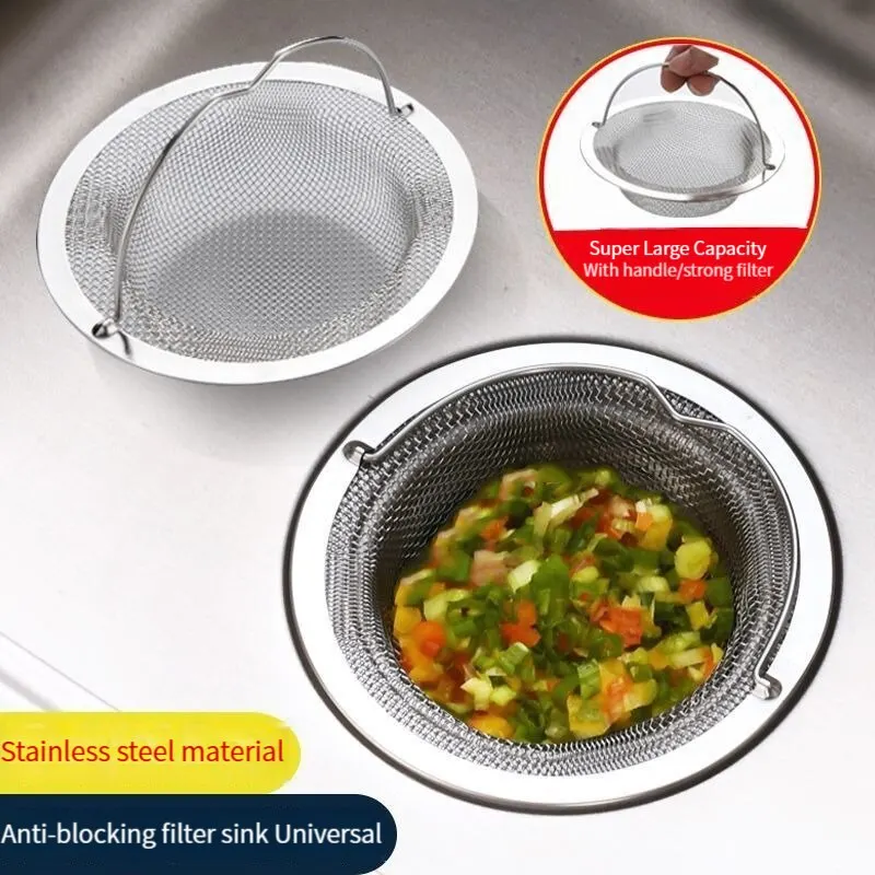 Shower Drain Filter Stainless Steel Bathtub Hair Catcher Stopper Shower Drain Hole Filter Handle Metal Sink Strainer Floor Drain for Kitchen